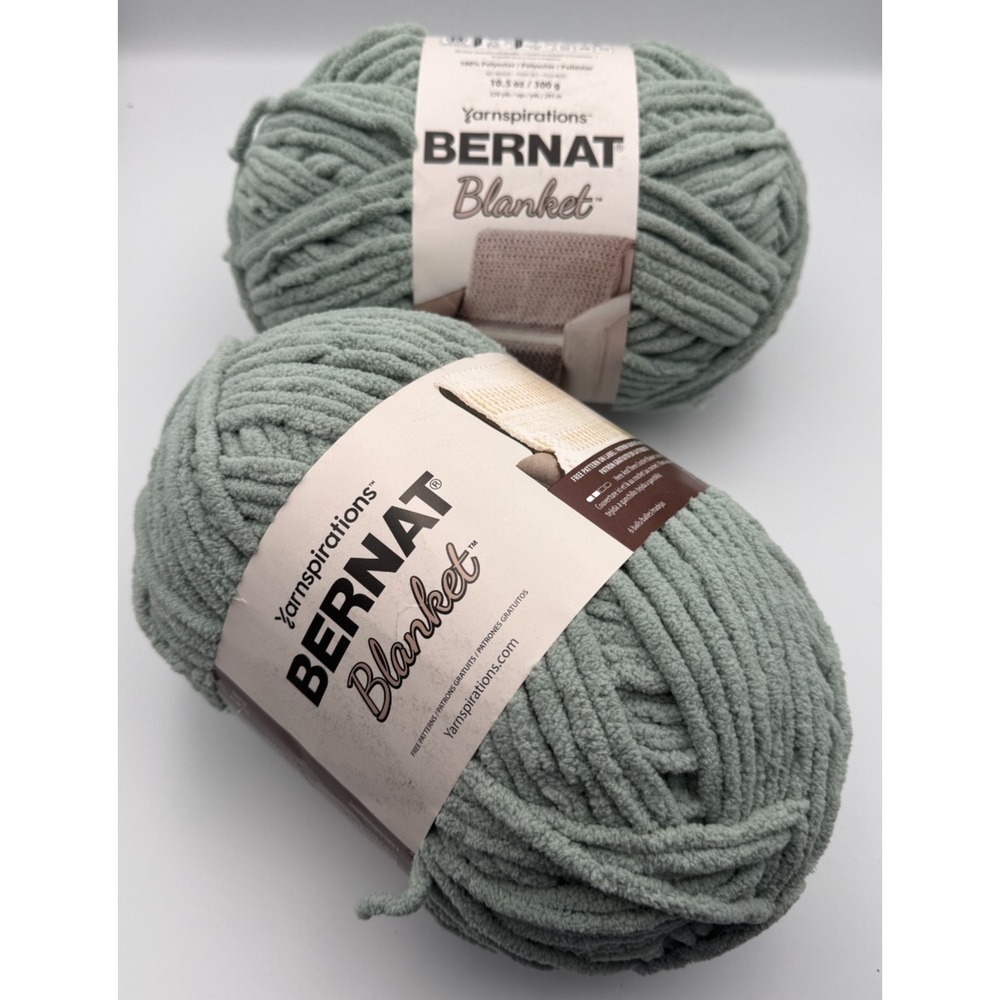 Bernat Blanket Yarn Misty Green 2 Skeins, 320 yds, 10.5 oz,  Same Dye Lot
